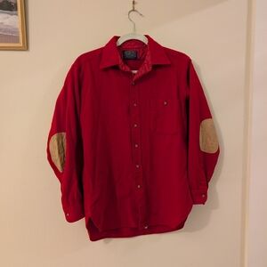 VTG Pendleton Wool Shirt, Red Elbow Patches, Button Down